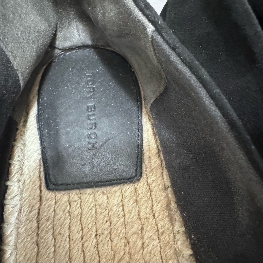 Tory Burch Embellished Espadrille Suede Jewel Perfect Black/Diamond Size 10.5 - Picture 9 of 16